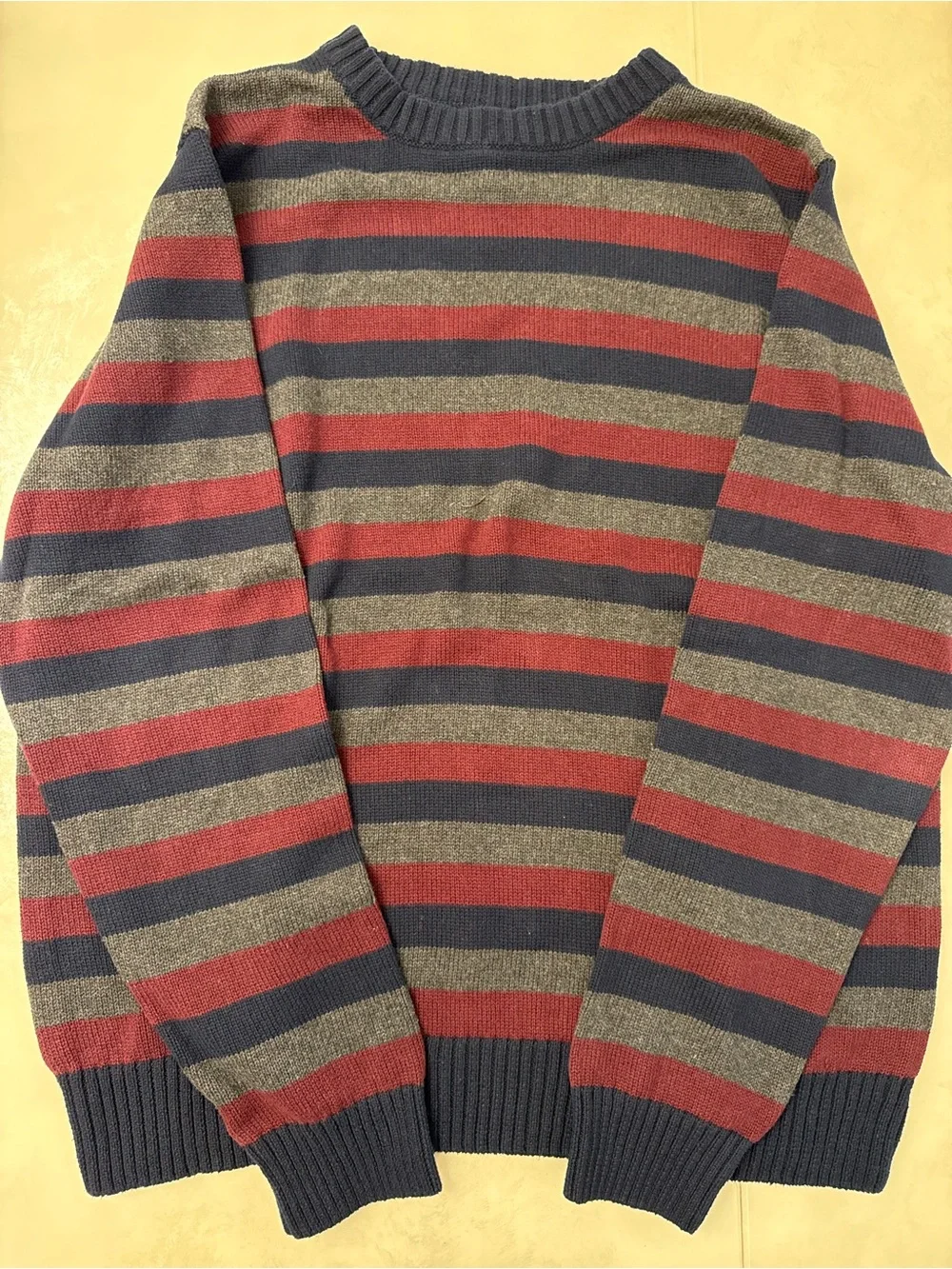 Croft and barrow Men's Striped Crewneck Sweater - Red, Navy & Gray